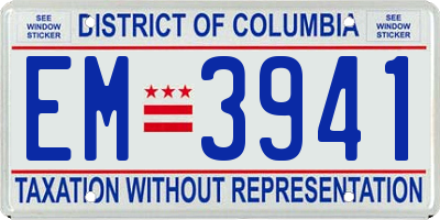 DC license plate EM3941