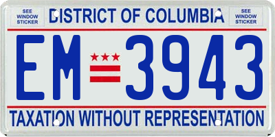DC license plate EM3943