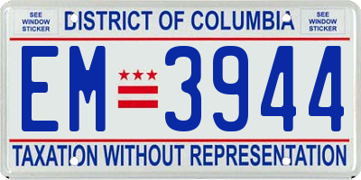 DC license plate EM3944