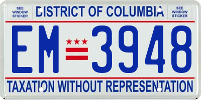 DC license plate EM3948