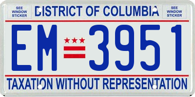 DC license plate EM3951