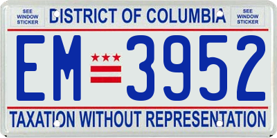 DC license plate EM3952