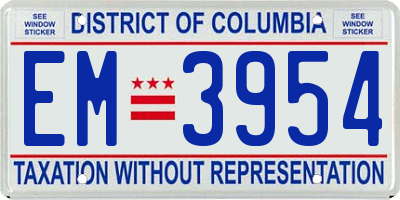 DC license plate EM3954