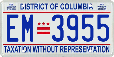 DC license plate EM3955