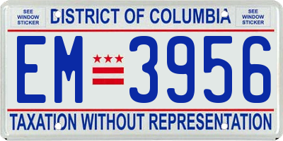 DC license plate EM3956