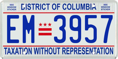 DC license plate EM3957