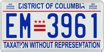 DC license plate EM3961