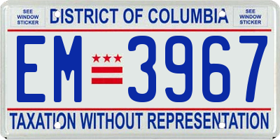 DC license plate EM3967