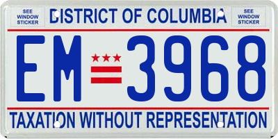 DC license plate EM3968
