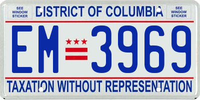 DC license plate EM3969