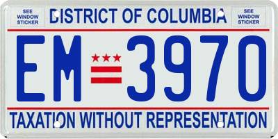 DC license plate EM3970