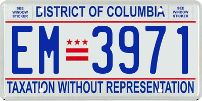 DC license plate EM3971