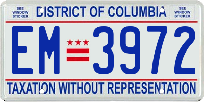 DC license plate EM3972