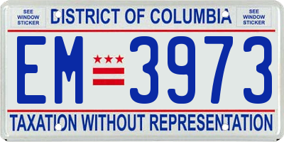 DC license plate EM3973
