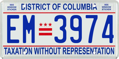 DC license plate EM3974