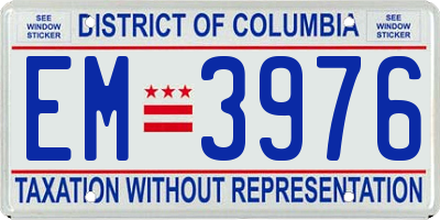 DC license plate EM3976