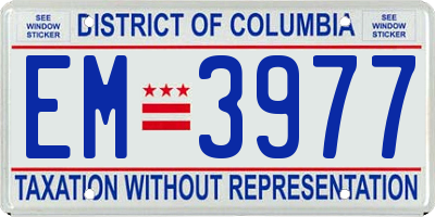 DC license plate EM3977