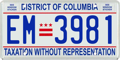 DC license plate EM3981