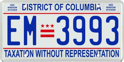 DC license plate EM3993