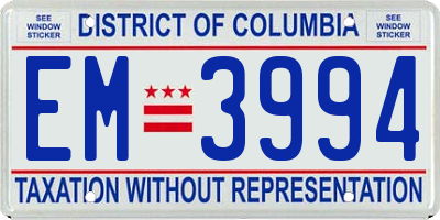 DC license plate EM3994