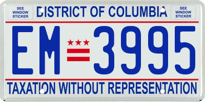 DC license plate EM3995