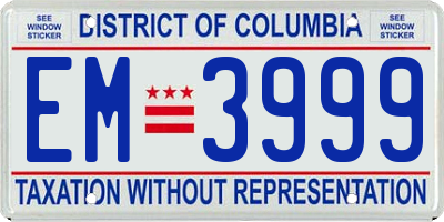 DC license plate EM3999