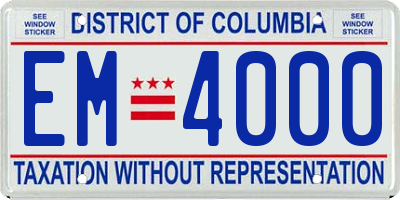 DC license plate EM4000