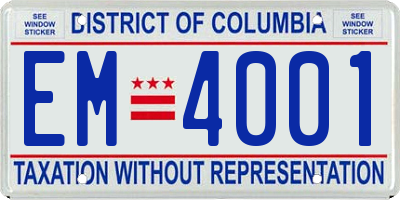 DC license plate EM4001