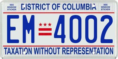 DC license plate EM4002