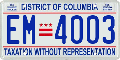 DC license plate EM4003