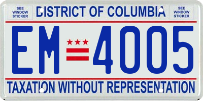 DC license plate EM4005