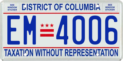 DC license plate EM4006