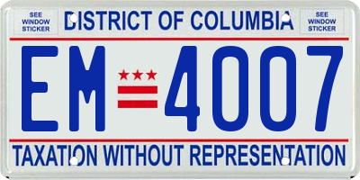 DC license plate EM4007