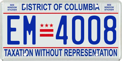 DC license plate EM4008