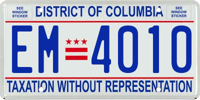 DC license plate EM4010