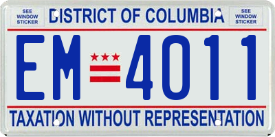 DC license plate EM4011