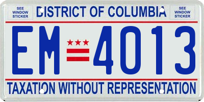 DC license plate EM4013