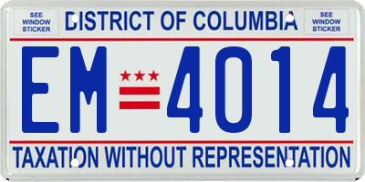 DC license plate EM4014