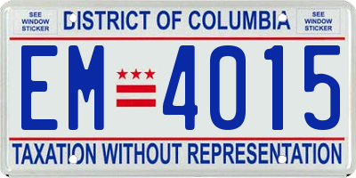 DC license plate EM4015