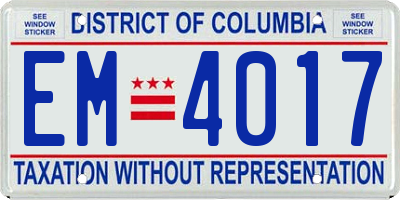 DC license plate EM4017