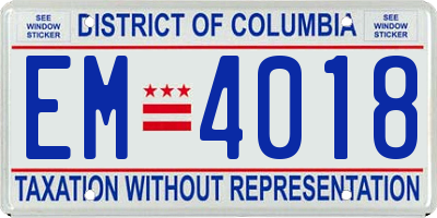 DC license plate EM4018