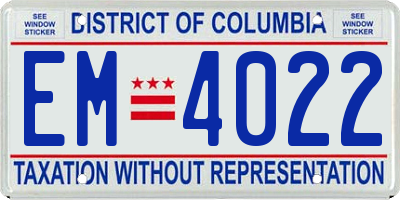 DC license plate EM4022