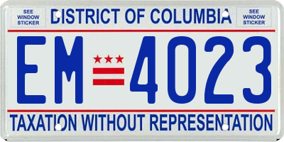 DC license plate EM4023