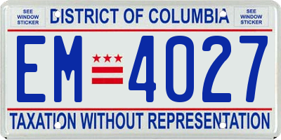 DC license plate EM4027