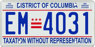 DC license plate EM4031