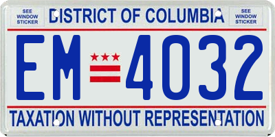 DC license plate EM4032