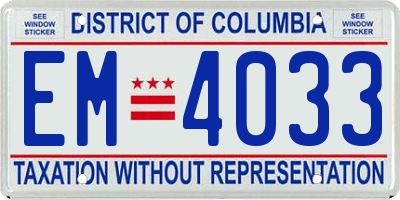 DC license plate EM4033