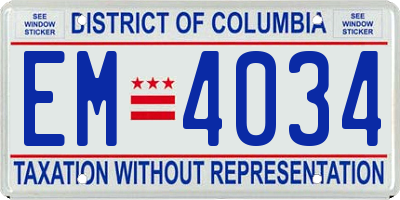 DC license plate EM4034