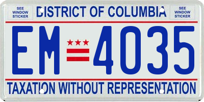 DC license plate EM4035