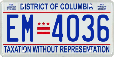 DC license plate EM4036